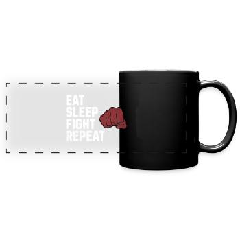 Manger, dormir, se battre, répéter : la vie d’un guerrier - Mug panoramique uni - noir - Devant