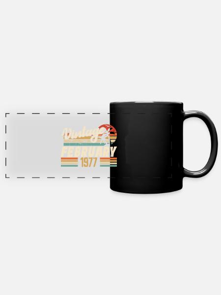 Vintage Born February 1977 47th Birthday Gift - Full Colour Panoramic Mug - black