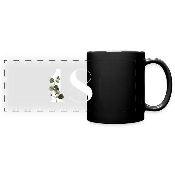 Numéro 18 floral vert -18e anniversaire floral - Mug panoramique uni - noir - Devant