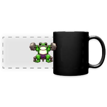 Amazing Bodybuilder Frog - Full Colour Panoramic Mug - black - Front