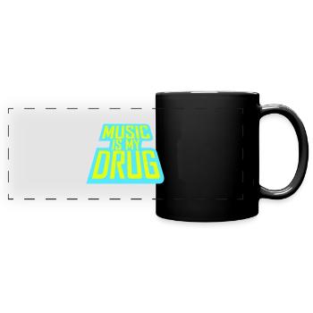 Music is my Drug Medizin Spruch Musik Droge Party - Panorama-Tasse farbig - Schwarz - Vorne