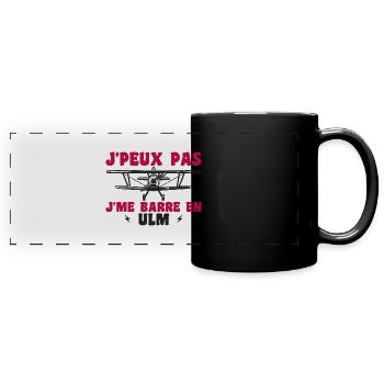 Flugzeug Humor Ulm - Panorama-Tasse farbig - Schwarz - Vorne
