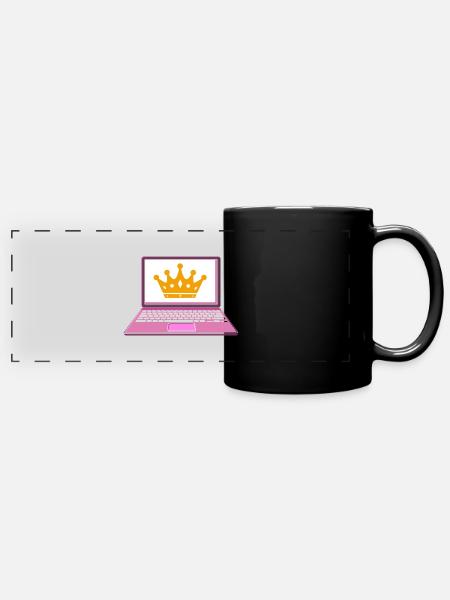 Computer Krone Königin Programmiererin - Panorama-Tasse farbig - Schwarz