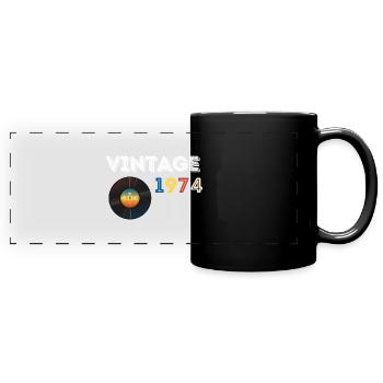 Vintage Schallplatte 48 Jahre alt 1974 Geburtstag - Panorama-Tasse farbig - Schwarz - Vorne