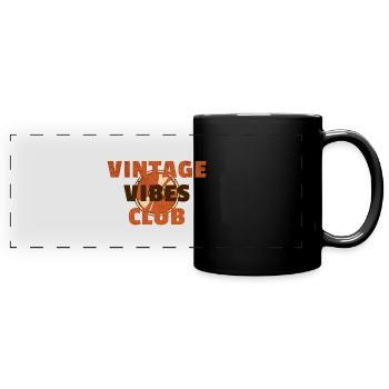 Vintage Vibes Club – Vinyl Records Music - Full Colour Panoramic Mug - black - Front