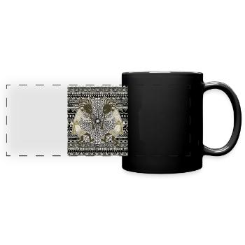 Native American Kokopelli Musicans - Mandala 1 - Full Colour Panoramic Mug - black - Front