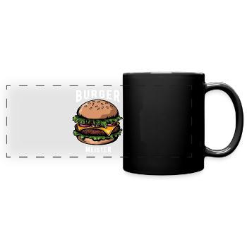 Burger Meister, Burger - Fast Food - lecker - Panorama-Tasse farbig - Schwarz - Vorne
