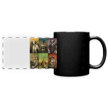 Animaux vintage en vêtements - Mug panoramique uni - noir - Devant