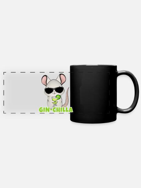 Gin- Chinchilla Gin - Panorama-Tasse farbig - Schwarz