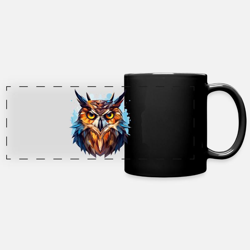 The Enigmatic Owl - Full Colour Panoramic Mug - black