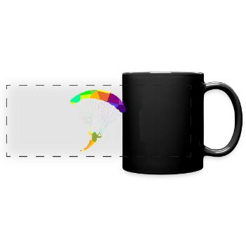 Ski Paragliding Rainbow Colors Polygon Sport - Full Colour Panoramic Mug - black - Front