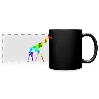Bunte Regenbogen Giraffe Tiere Polygon - Panorama-Tasse farbig - Schwarz - Vorne