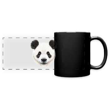 Panda Bär! Süß! - Panorama-Tasse farbig - Schwarz - Vorne