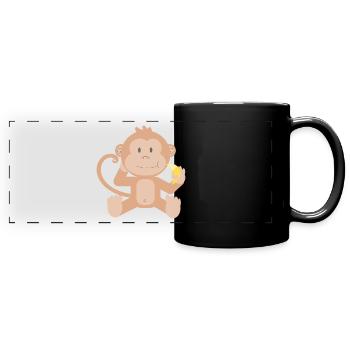 Monkey with banana - Full Colour Panoramic Mug - black - Front