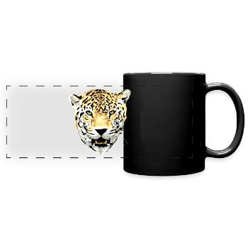 cheetah cat jaguar leopard ocelot gepard wildcat29 - Panorama-Tasse farbig - Schwarz - Vorne