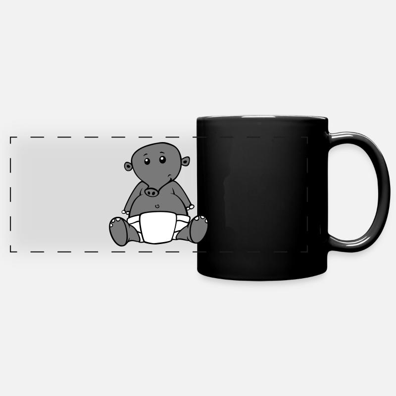 süßer Baby Elefant mit Windel - Panorama-Tasse farbig - Schwarz