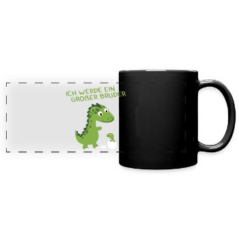 Kinder Großer Bruder Dinosaurier - Panorama-Tasse farbig - Schwarz - Vorne