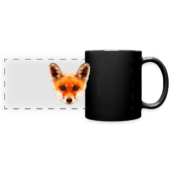 Fuchsbaby * Foxy baby * Hypnosis fox Hypnosefuchs - Panorama-Tasse farbig - Schwarz - Vorne