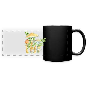 Pilz im Farn - Panorama-Tasse farbig - Schwarz - Vorne