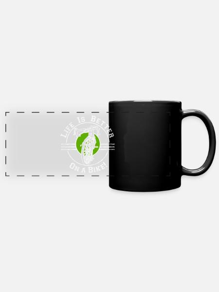 Life is better on a bike - Full Colour Panoramic Mug - black