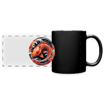 Poisson koï d’automne au coucher du soleil - Mug panoramique uni - noir - Devant