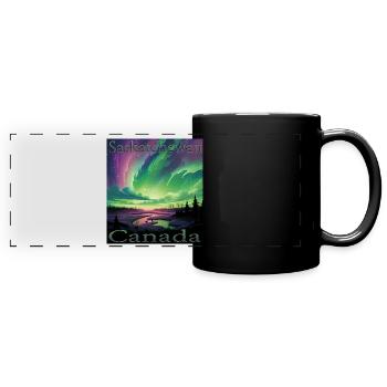 Canada Saskatchewan Northern Lights Holiday Design - Full Colour Panoramic Mug - black - Front