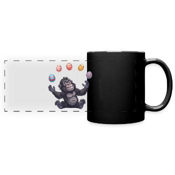 Jongleur de gorille de Pâques avec des œufs - Mug panoramique uni - noir - Devant