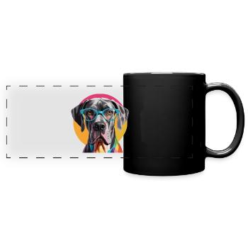 Deutsche Dogge Dogge Hund Bunte Brille - Panorama-Tasse farbig - Schwarz - Vorne