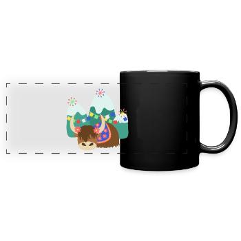 Yak tibétain endormi - Mug panoramique uni - noir - Devant