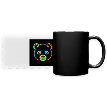Panda Toby schenkt der Welt ein fröhliches Lächeln - Panorama-Tasse farbig - Schwarz - Vorne