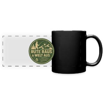 Rute Raus & Welt Aus Patch - Panorama-Tasse farbig - Schwarz - Vorne