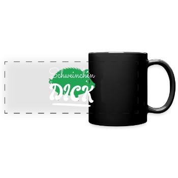 Schweinchen Dick - Panorama-Tasse farbig - Schwarz - Vorne