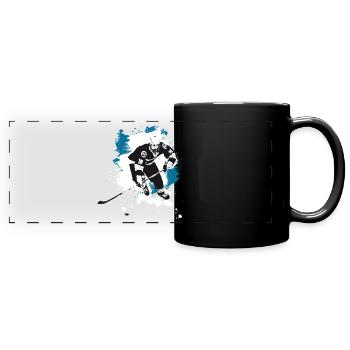 rondelle de hockey joueur de hockey attaque ours polaires requins - Mug panoramique uni - noir - Devant
