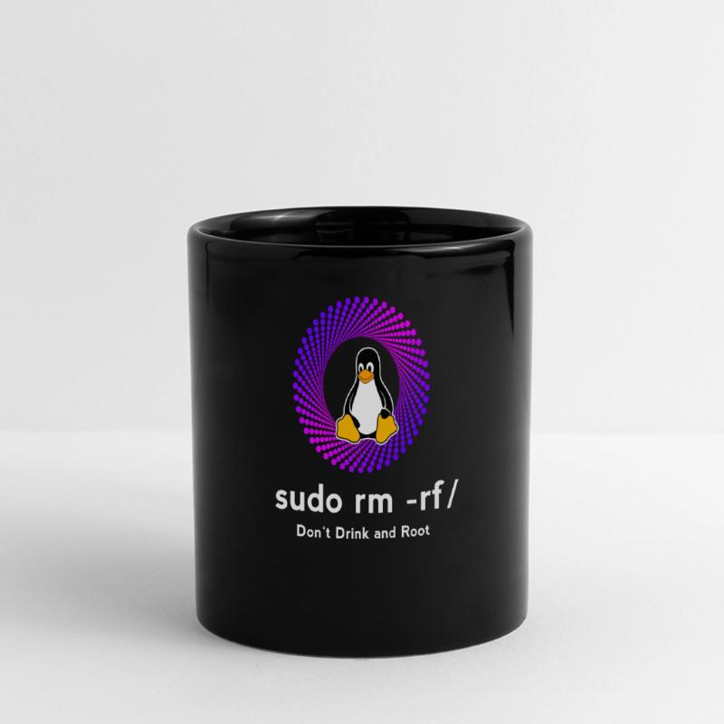 Computer Sys admin Pinguin Nerd pc sudo rm -rf cod Panorama-Tasse farbig