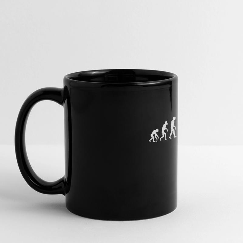 Evolution Affe Mensch Motorrad Biker Geschenk Idee Panorama-Tasse farbig