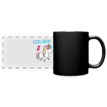 Einhorn Mädchen 3 Jahre dritter Geburtstag - Panorama-Tasse farbig - Schwarz - Vorne