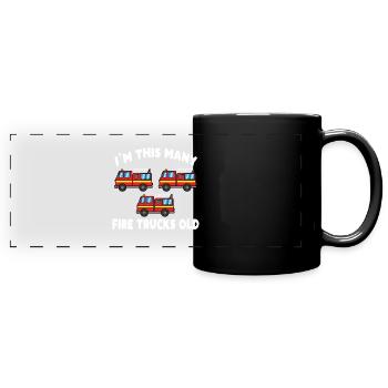 Firefighter 3 years birthday - Full Colour Panoramic Mug - black - Front