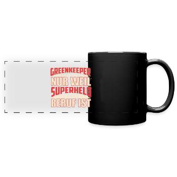 Greenkeeper Superheld - Panorama-Tasse farbig - Schwarz - Vorne