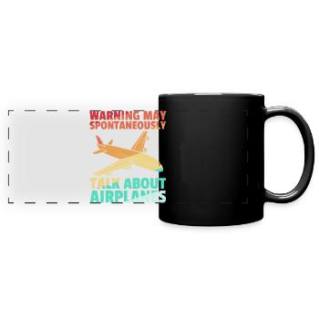 Flugzeug Flieger Pilot Fliegen Retro - Panorama-Tasse farbig - Schwarz - Vorne