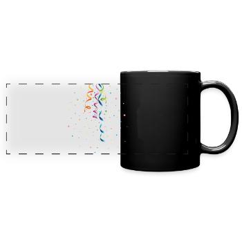 Konfetti und Luftschlangen buntes Party-Design - Panorama-Tasse farbig - Schwarz - Vorne