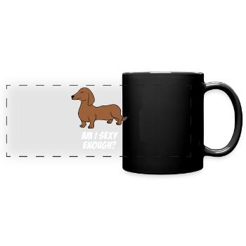 Hund Dackel - Panorama-Tasse farbig - Schwarz - Vorne