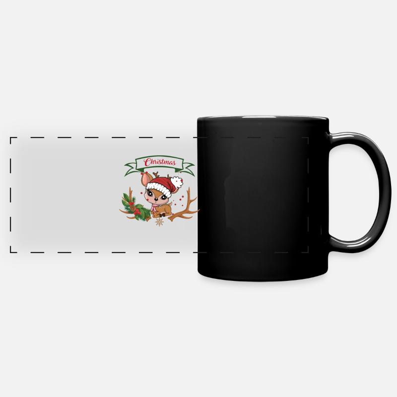 Noël mignon renne Noël père Noël - Mug panoramique uni - noir