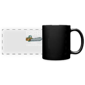 Fichten Sichten und Vernichten Kettensäge Förster - Panorama-Tasse farbig - Schwarz - Vorne