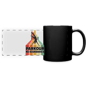 Parkour ohne Grenzen - Panorama-Tasse farbig - Schwarz - Vorne