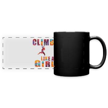 Grimpez comme une fille femmes escalade salle d'escalade - Mug panoramique uni - noir - Devant