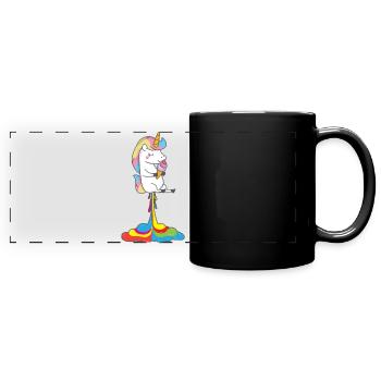 Einhorn Einhörner Pups - Panorama-Tasse farbig - Schwarz - Vorne