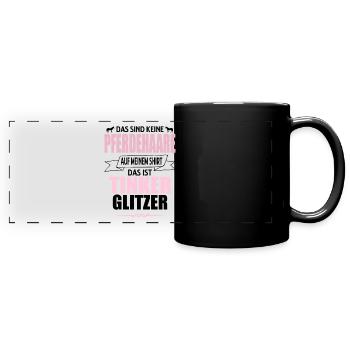 Pferde Pferd Tinker Gipsy Cobs Reiter Geschenk - Panorama-Tasse farbig - Schwarz - Vorne
