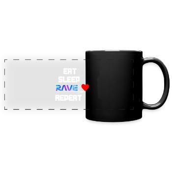Eat Sleep Rave Repeat - Panorama-Tasse farbig - Schwarz - Vorne