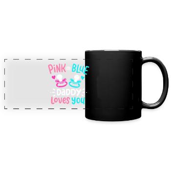 Gender Reveal Daddy Dad - Full Colour Panoramic Mug - black - Front