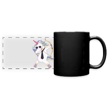 Dabbing unicorn with bow and arrow gift - Full Colour Panoramic Mug - black - Front